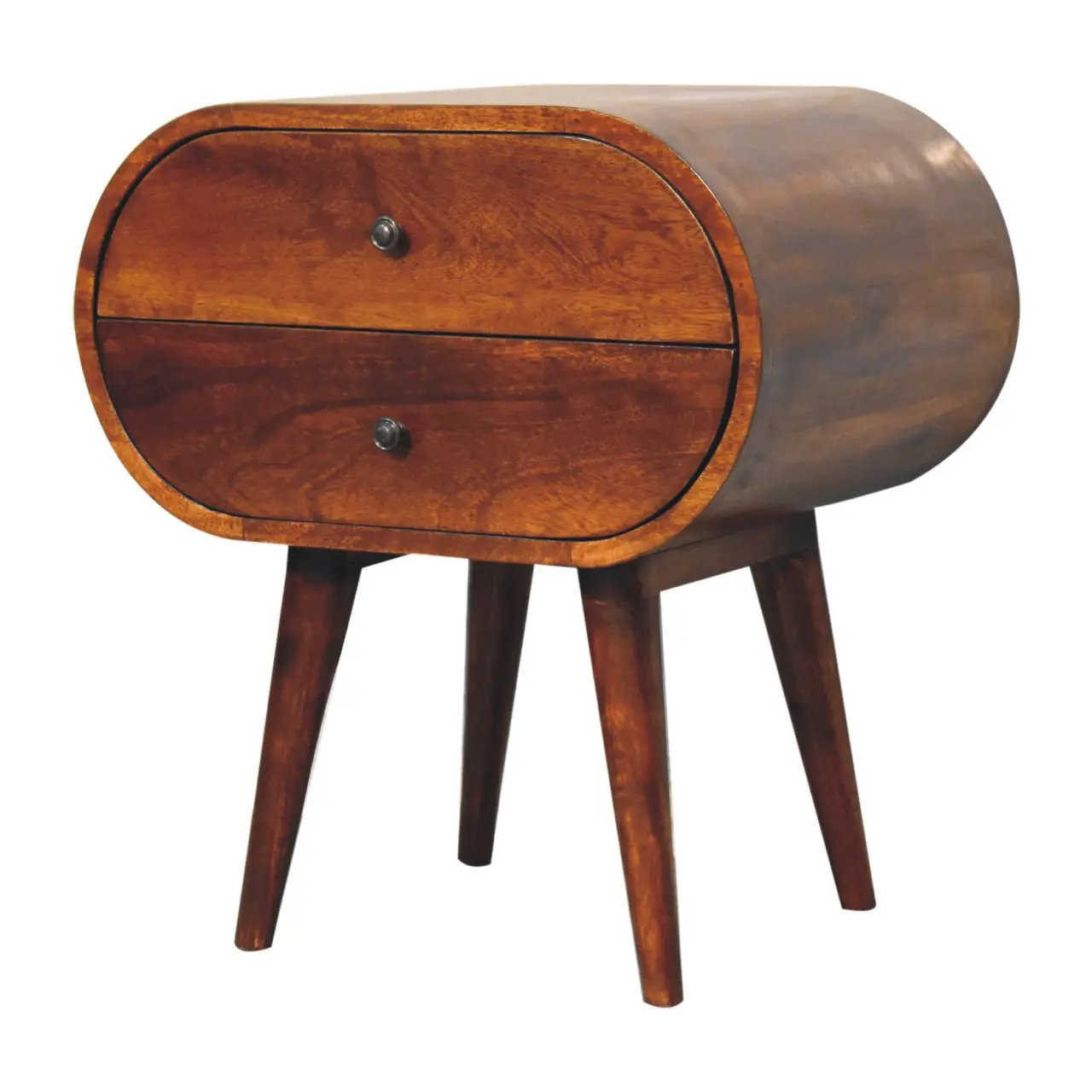 Solid Wood Large Chestnut Circular Bedside Table by HouseOfZazla