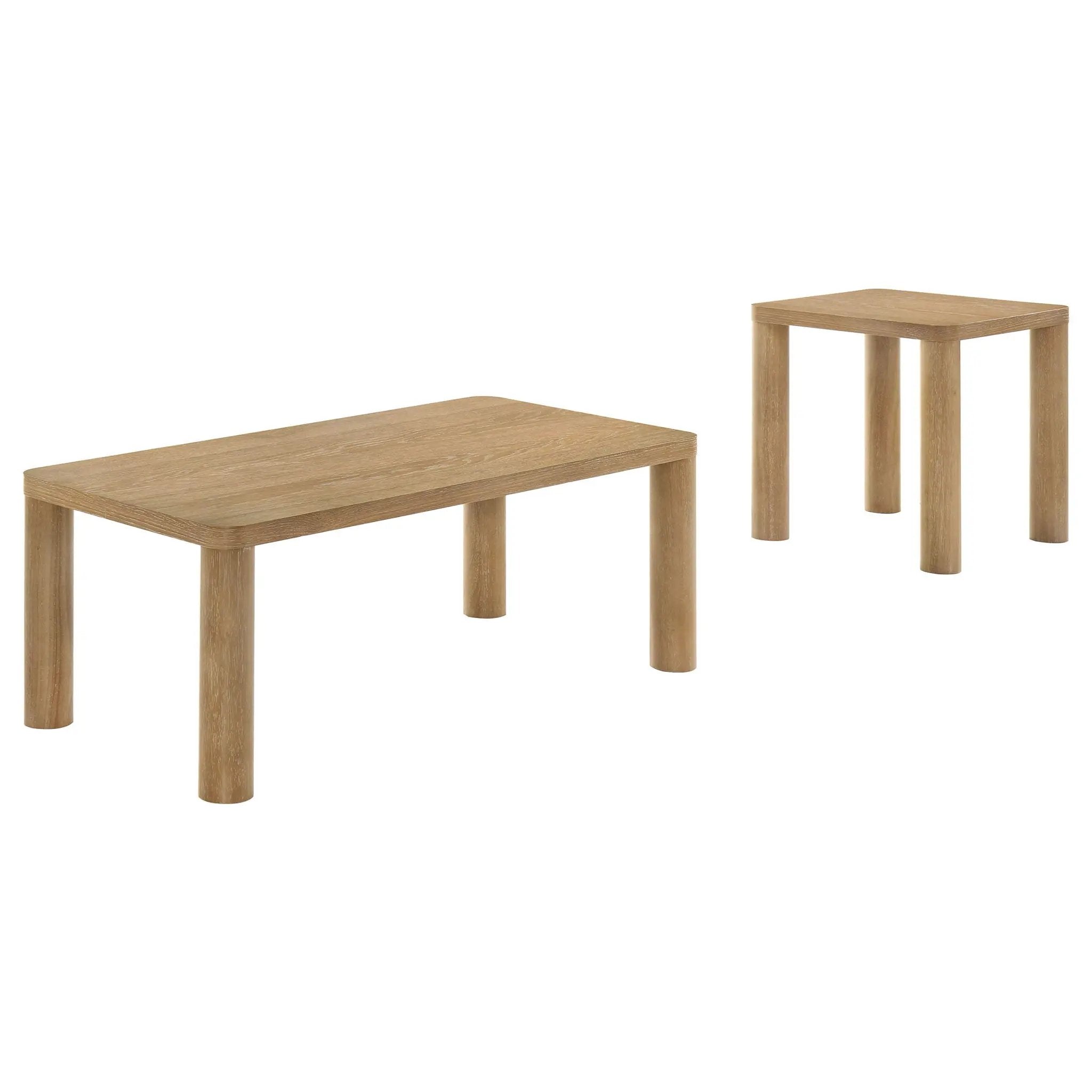 Castlewood 2-piece Cocktail Coffee Table Set Light Oak by Unique Piece Furniture