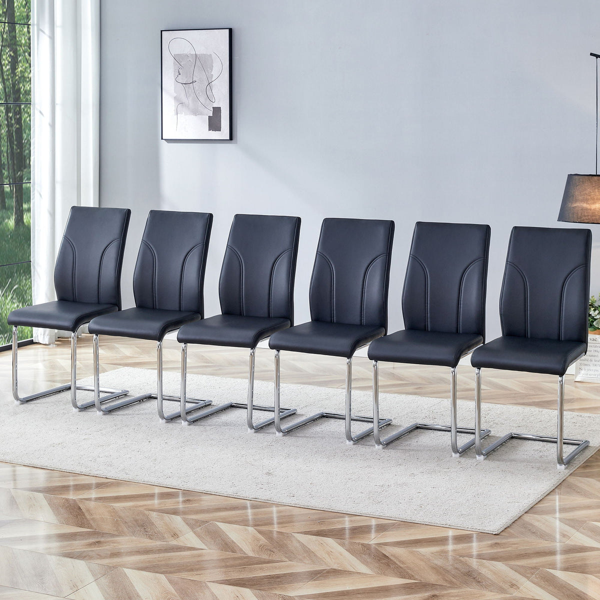 Modern Dining Chairs with High Backrest and Sturdy Legs - Black or White, photo 12 of 14