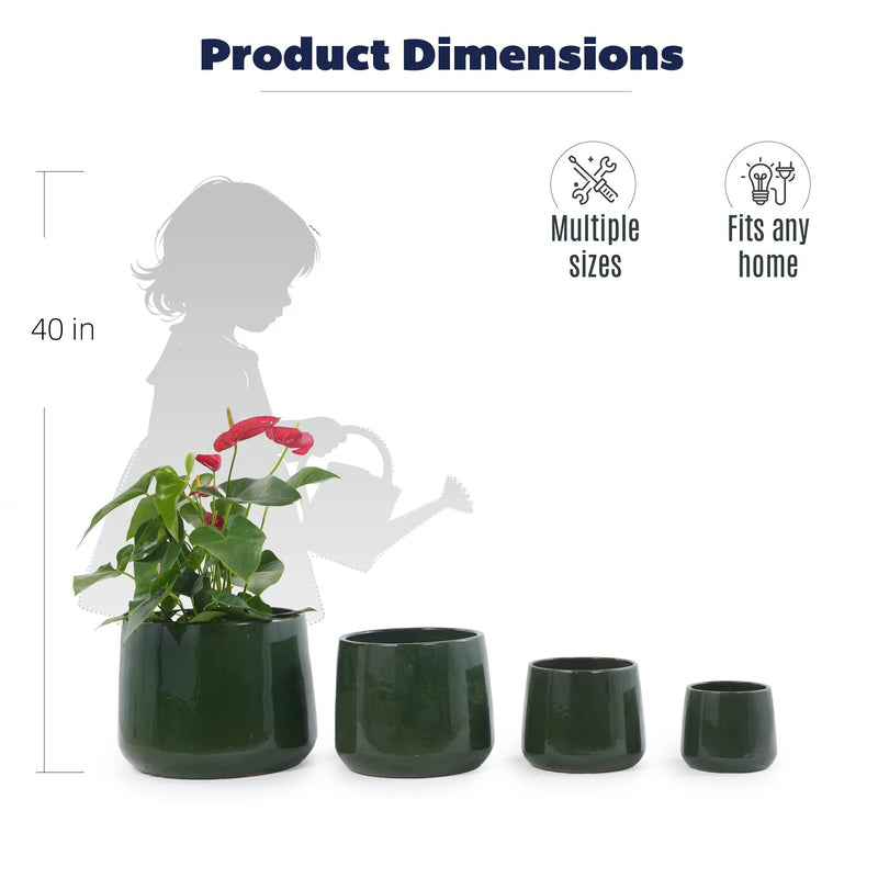 Handmade Solid Glazed Ceramic Planter Set of 4 by HouseOfZazla