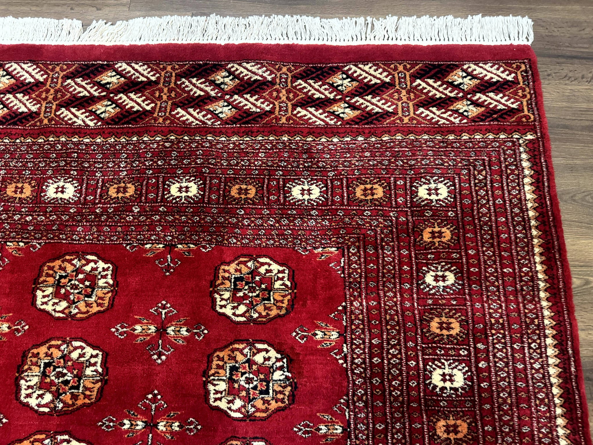 Red Turkoman Bokhara Rug 8x11, Pakistani Turkmen Carpet, Vintage Traditional Area Rug by Jewel Rugs