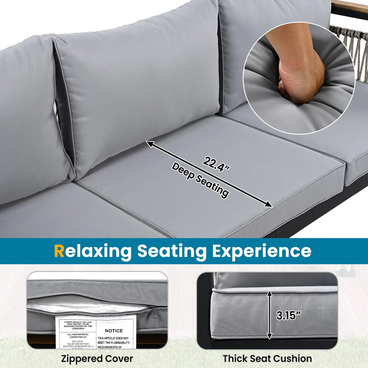 4 Pieces Outdoor Sectional Sofa Set 5 Person Patio Seating Group Outdoor Conversation Set With Cushions And A Coffee Table For Patios by Unique Piece Furniture