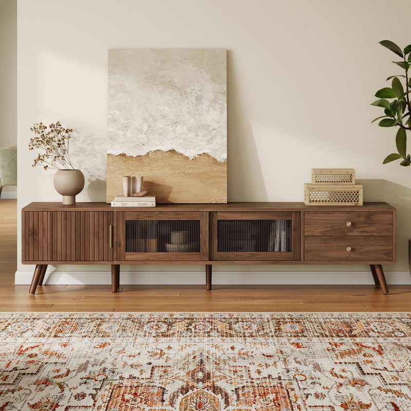 Doors TV Stand For TVs Up To 85" With Storage Cabinets - Natural, photo 3 of 4