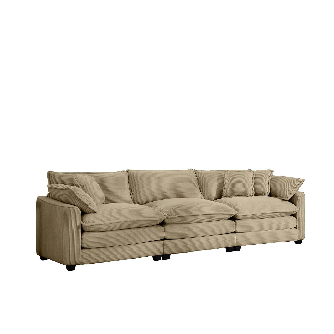 Mid-Century Modern 3 Seater Sectional Sofa With Arm And Throw Pillows by HouseOfZazla