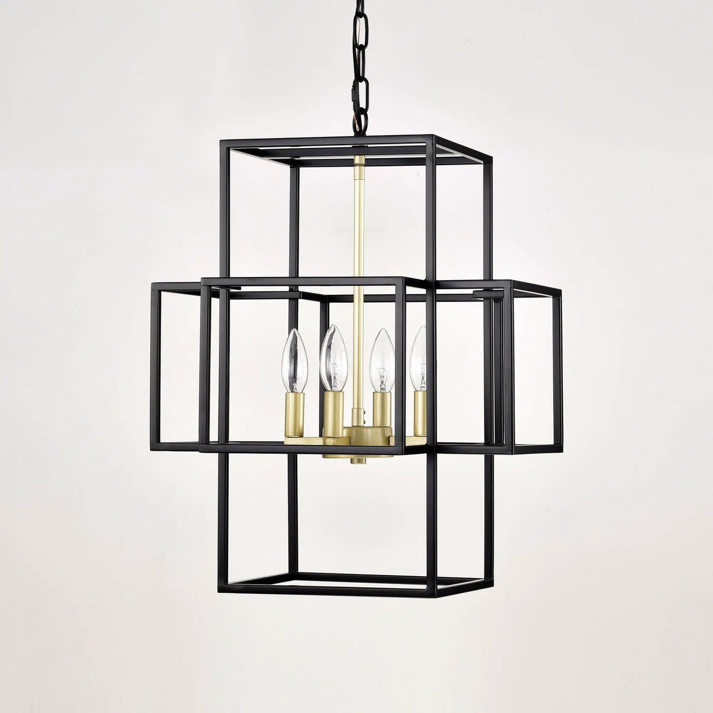 4 Light Metal Lantern Tiered Pendant Hanging Light Fixtures, Industrial Farmhouse Adjustable Height Chandeliers For Dining Room Hallway Foyer Entryway (E12 Bulbs Not Included) by HouseOfZazla