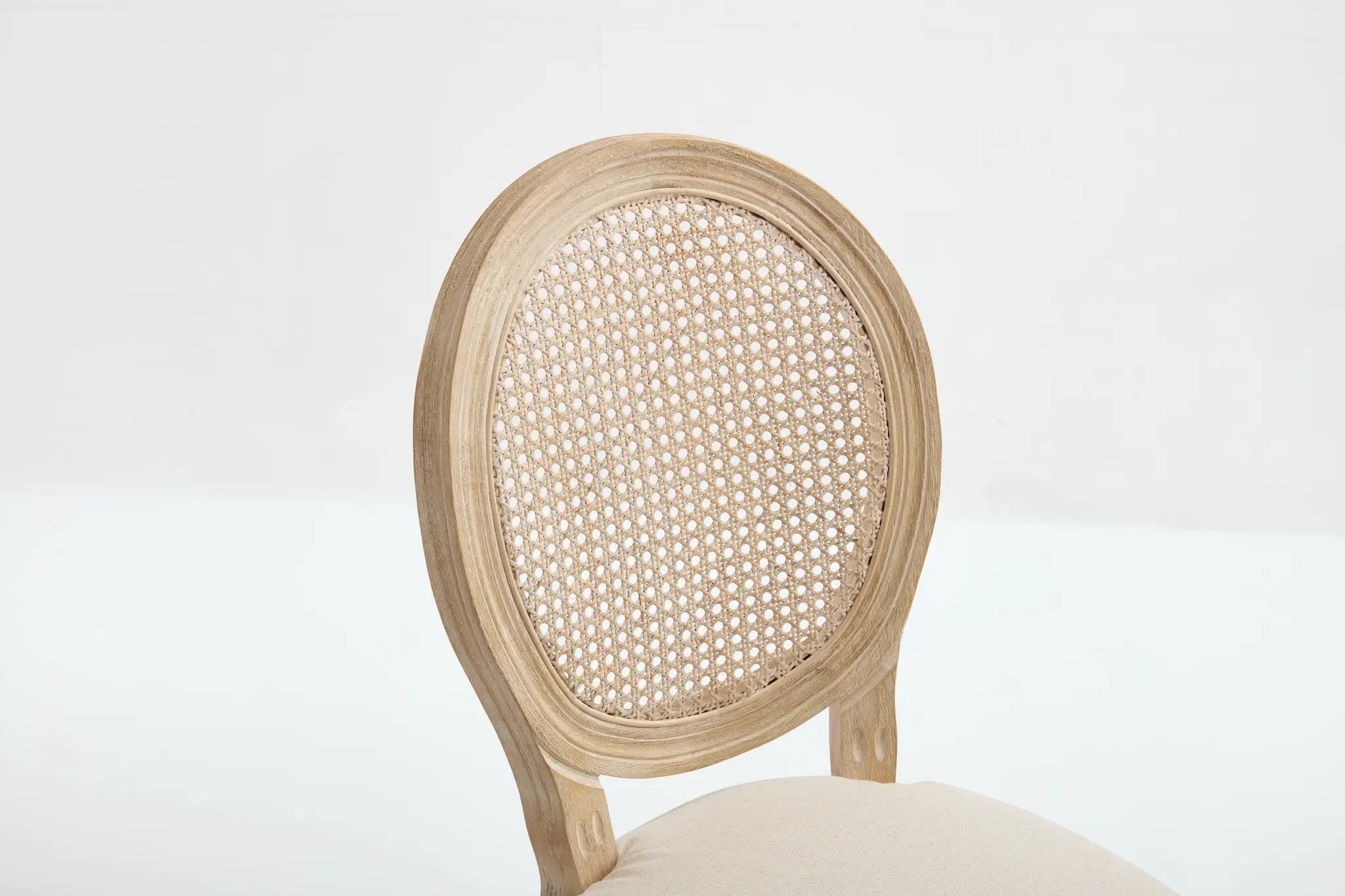 French Country Dining Chairs Set of 2 Upholstered with Rattan Back by HouseOfZazla