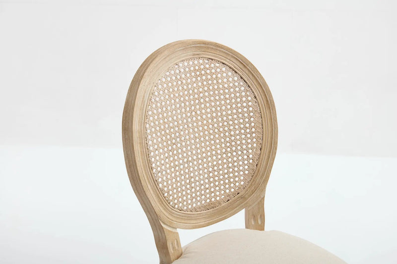 French Country Dining Chairs Set of 2 Upholstered with Rattan Back by HouseOfZazla