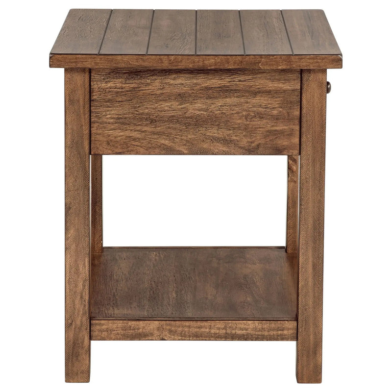 Payne 1-drawer Wood End Table with Shelf Distressed Brown by Unique Piece Furniture