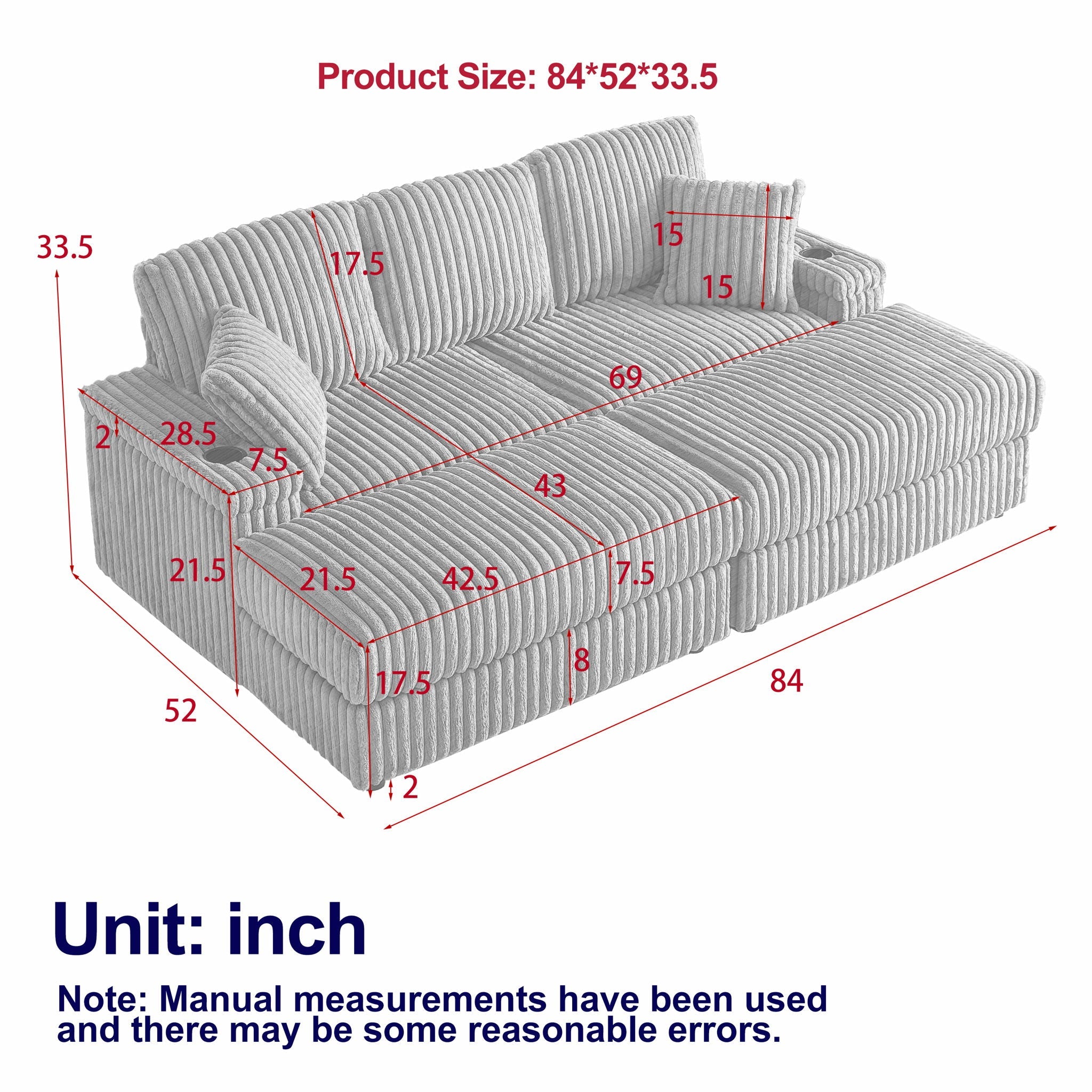 3 Seater Sofa With 2 Ottomans For Living Room by HouseOfZazla