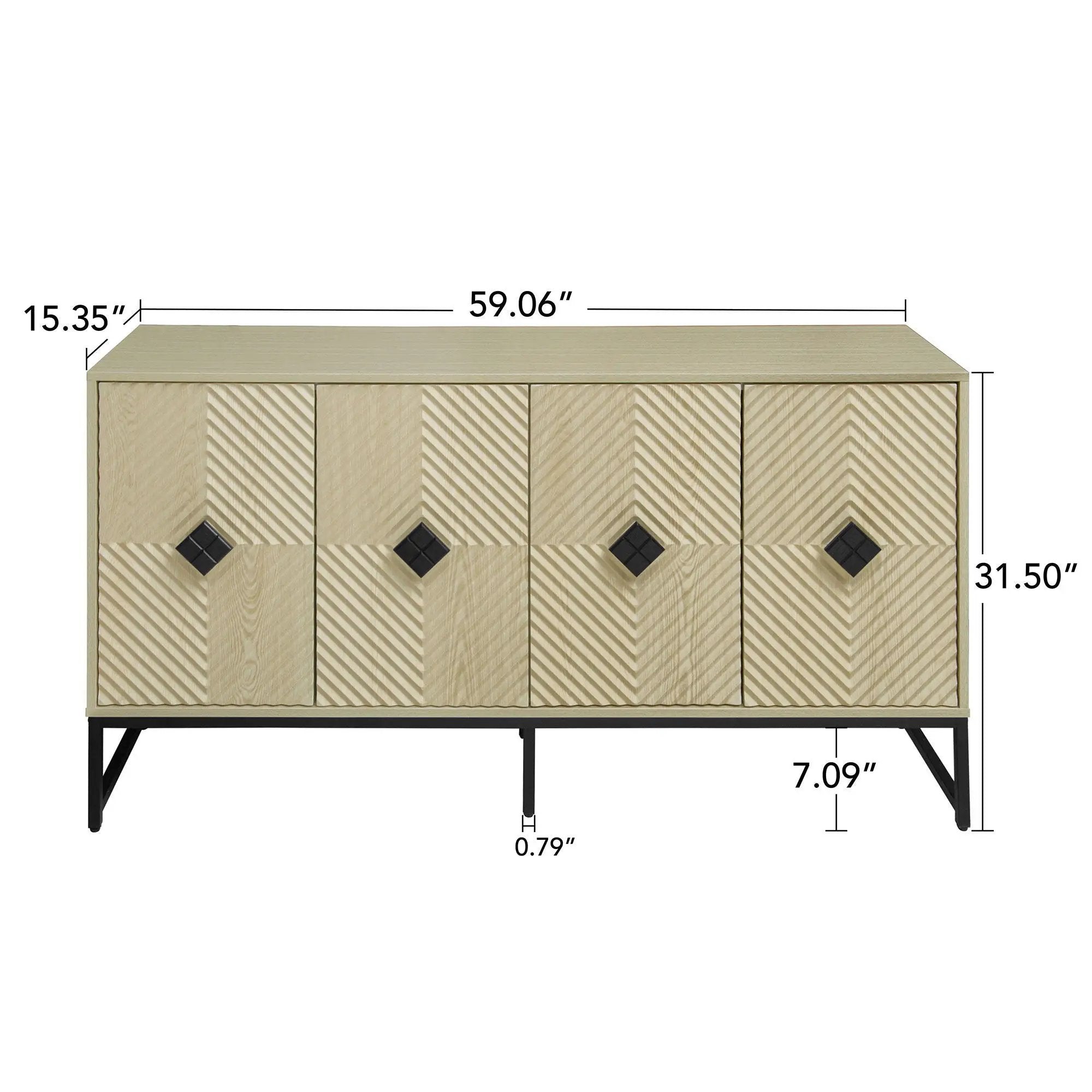 Carved 4 Door Sideboard With Storage, Adjustable Shelf by HouseOfZazla