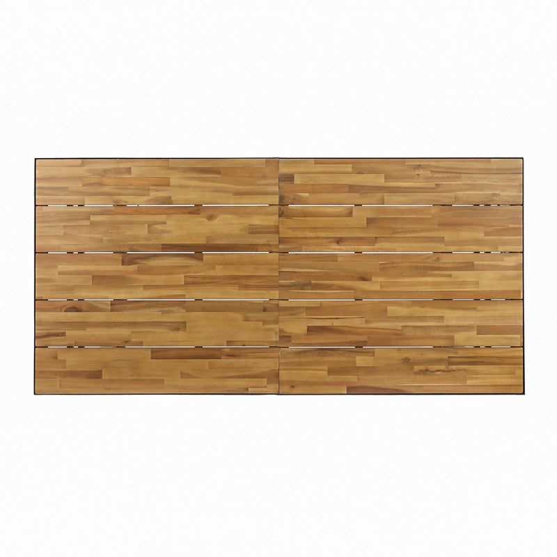 Outdoor Dining Table With U Shape Legs And Slat Top Table - Teak by HouseOfZazla