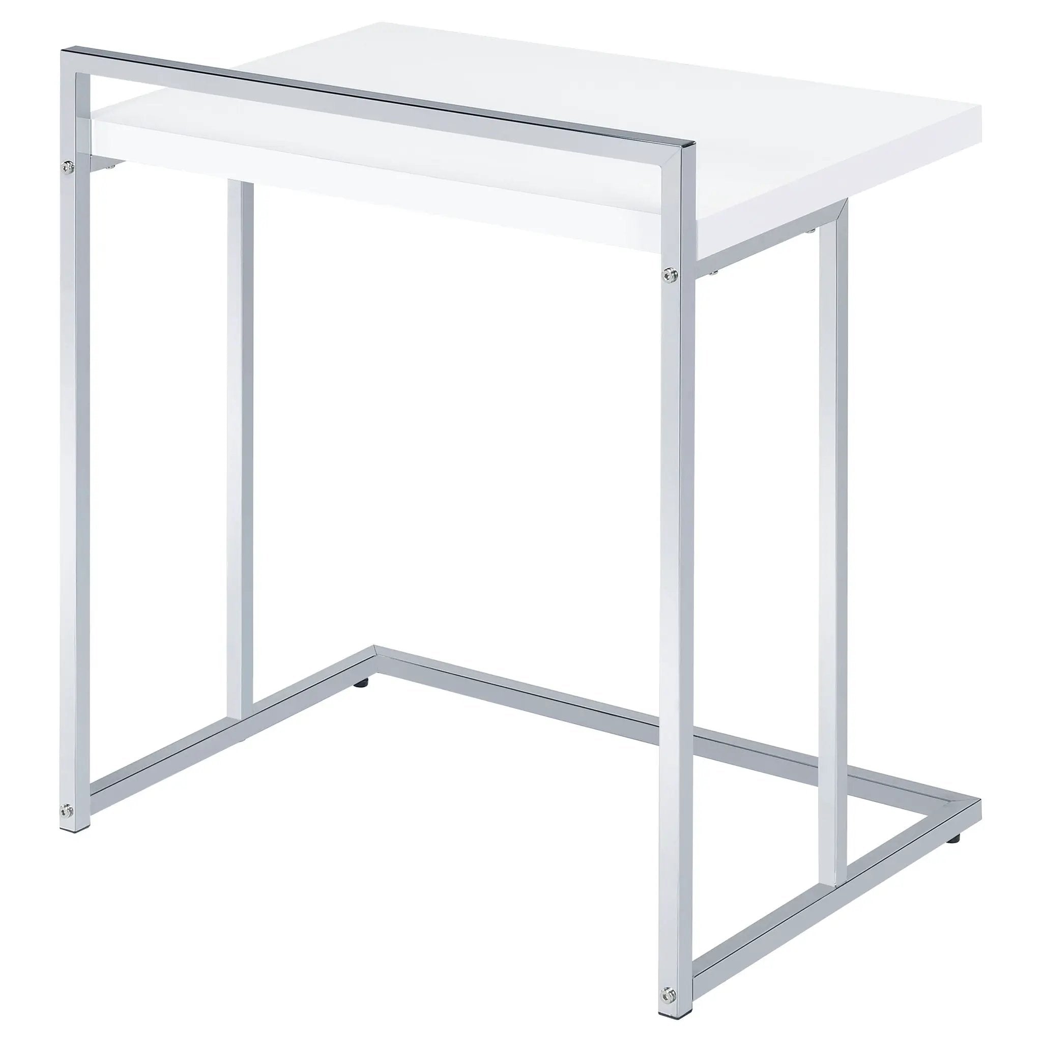 Dani Rectangular C-Shaped Sofa Side Table White High Gloss by Unique Piece Furniture