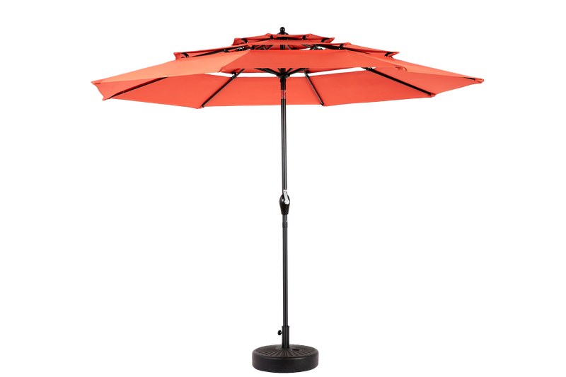 Aluminium 10ft 3-Tier Auto-Tilt Outdoor Patio Umbrella - Orange (No Base) by HouseOfZazla