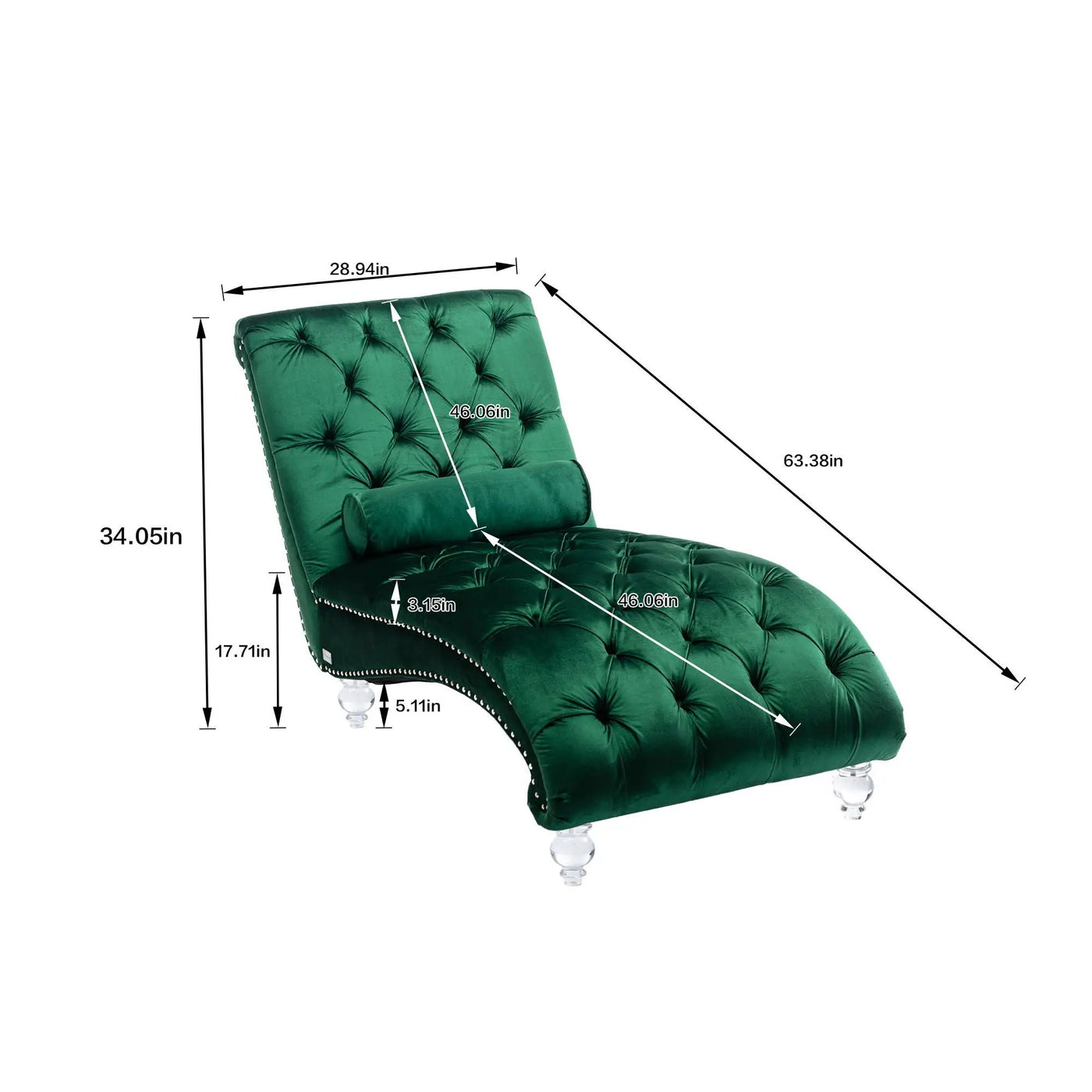 Chaise Lounge Indoor, Button Tufted Upholstered Chaise Lounge Chair With Pillow by HouseOfZazla