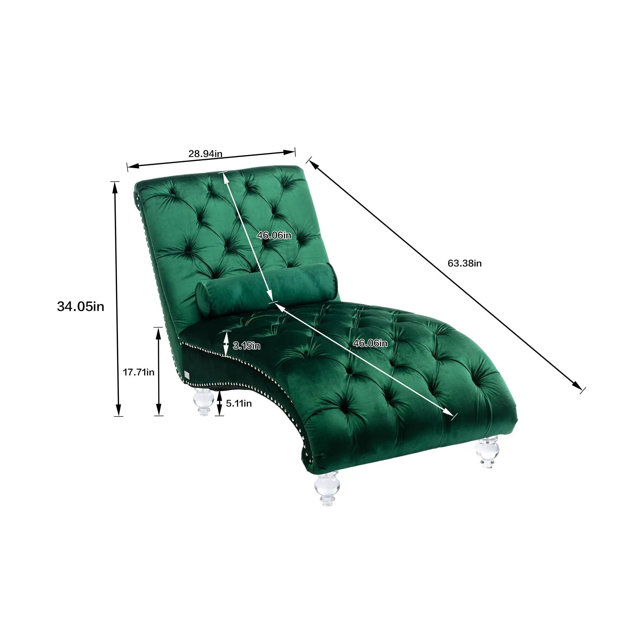 Chaise Lounge Indoor, Button Tufted Upholstered Chaise Lounge Chair With Pillow by HouseOfZazla