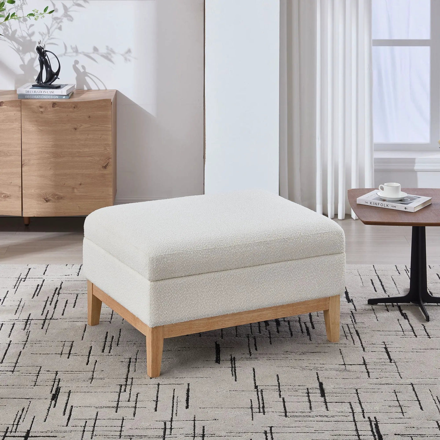 Upholstered Storage Ottoman With Reversible Lid Coffee Table, Foot Stool by HouseOfZazla