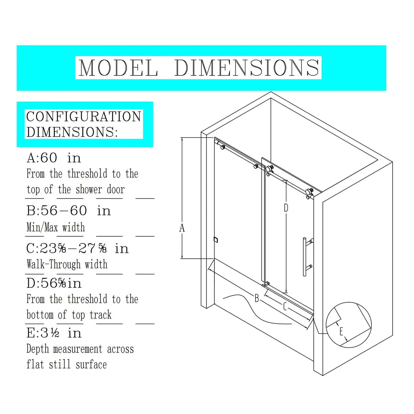 Frameless Single Sliding Soft Close Shower Doors, 5/16" Sgcc Tempered Glass by HouseOfZazla