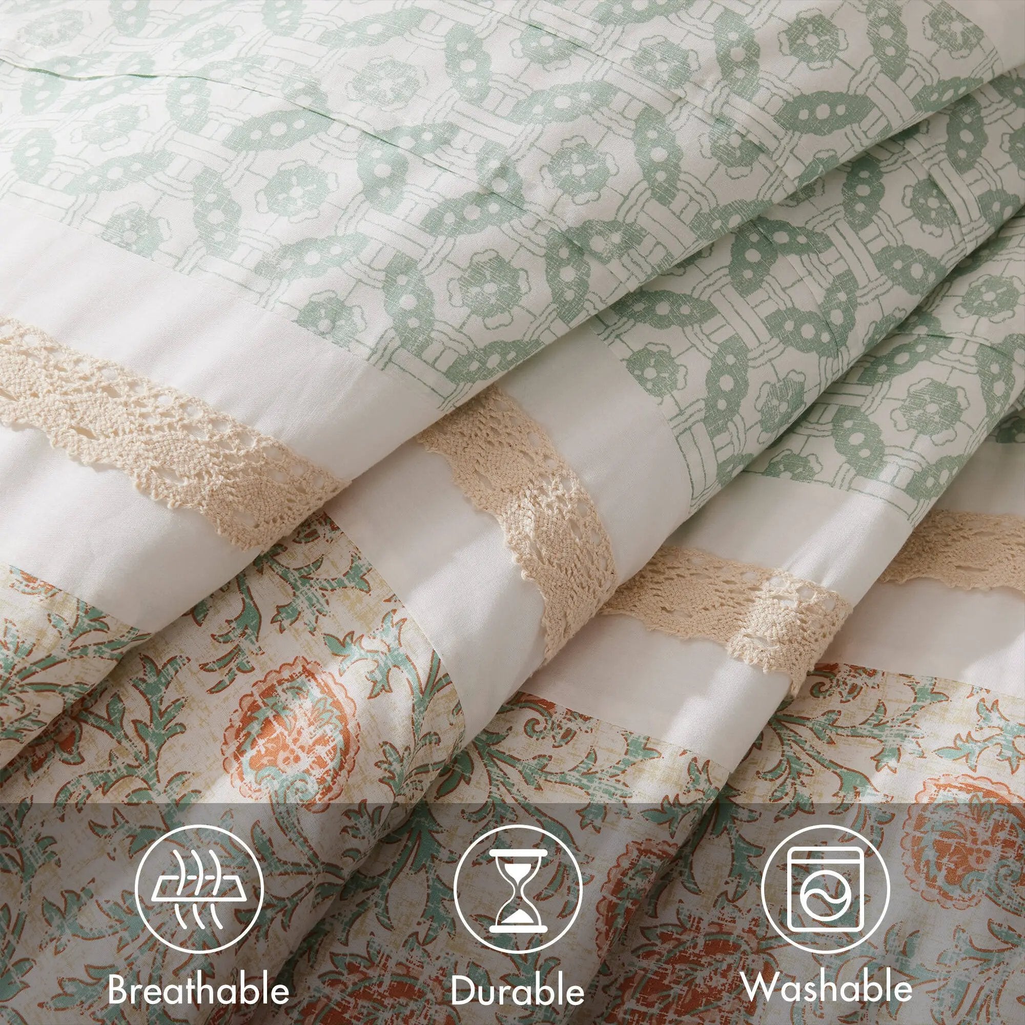 9 Piece Cotton Percale Comforter Set - Coral - King Size by HouseOfZazla