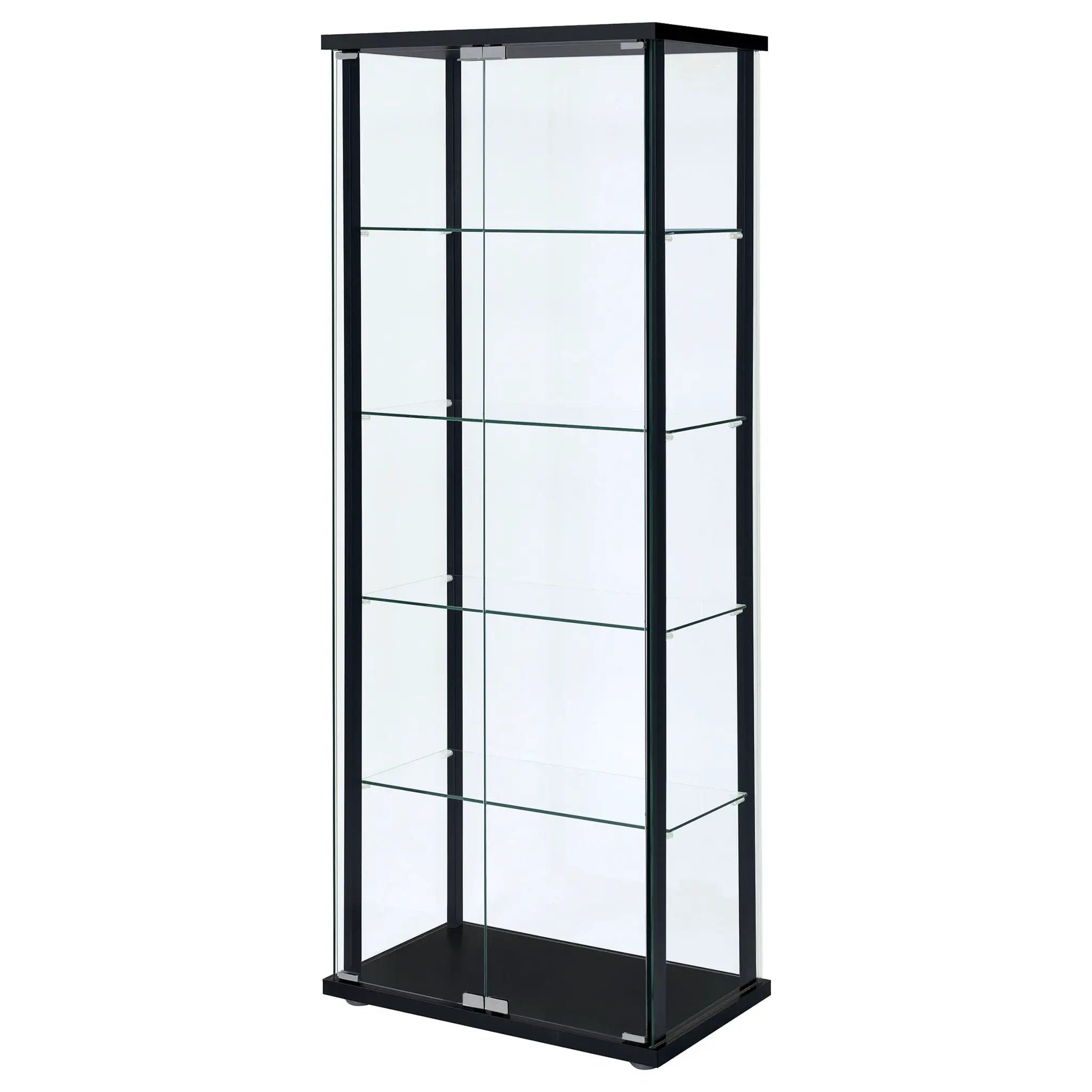 Delphinium 4-Shelf Clear Glass Curio Display Cabinet Black by Unique Piece Furniture