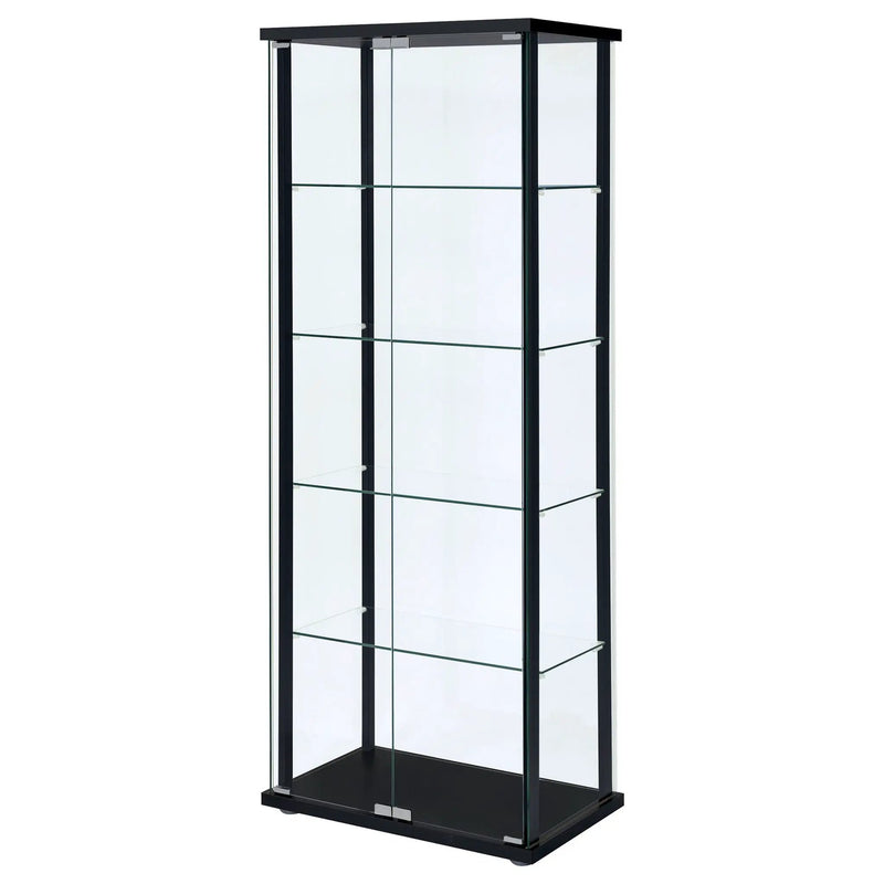 Delphinium 4-Shelf Clear Glass Curio Display Cabinet Black by Unique Piece Furniture