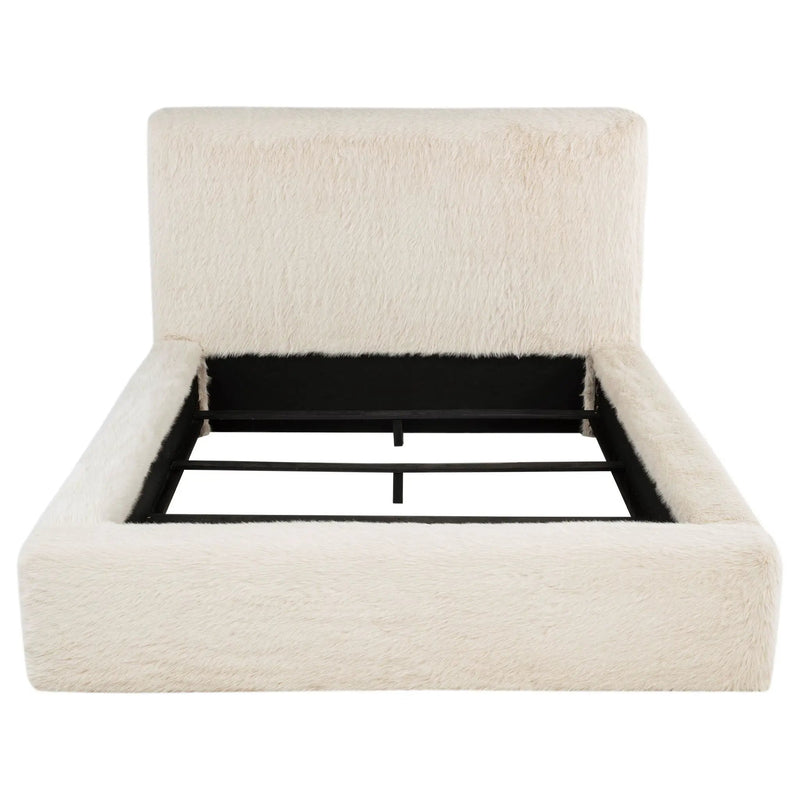 Rebecca Faux Fur Upholstered Queen Bed Cream by Unique Piece Furniture