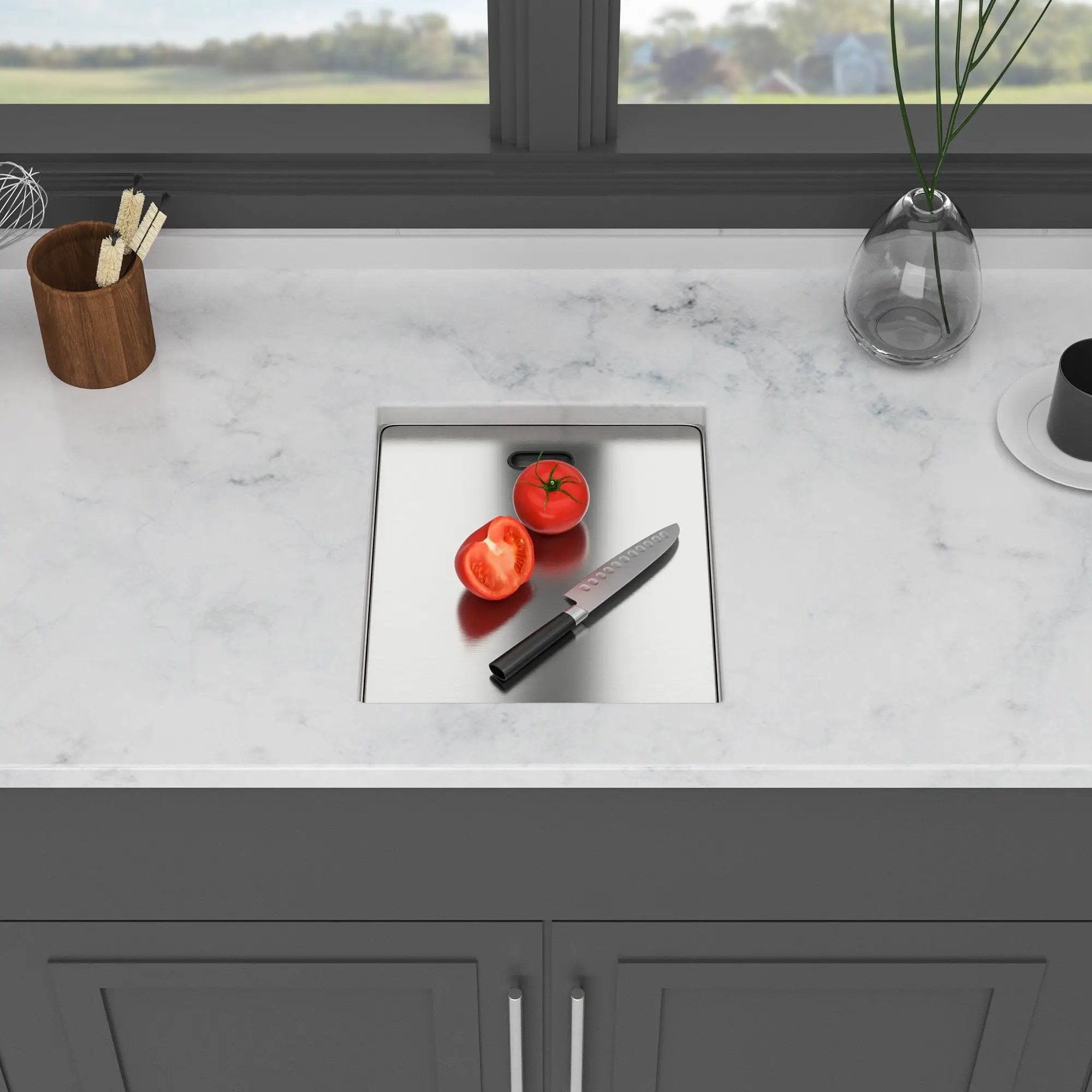 Modern Undermount Bar Sink With Folding Faucet by HouseOfZazla