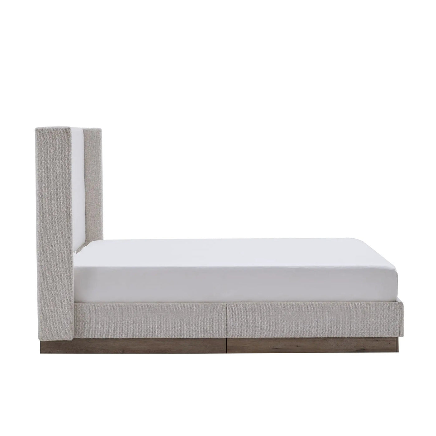 Hosford - Minimalist Upholstered Wingback Bed With Wood Base Platform by HouseOfZazla