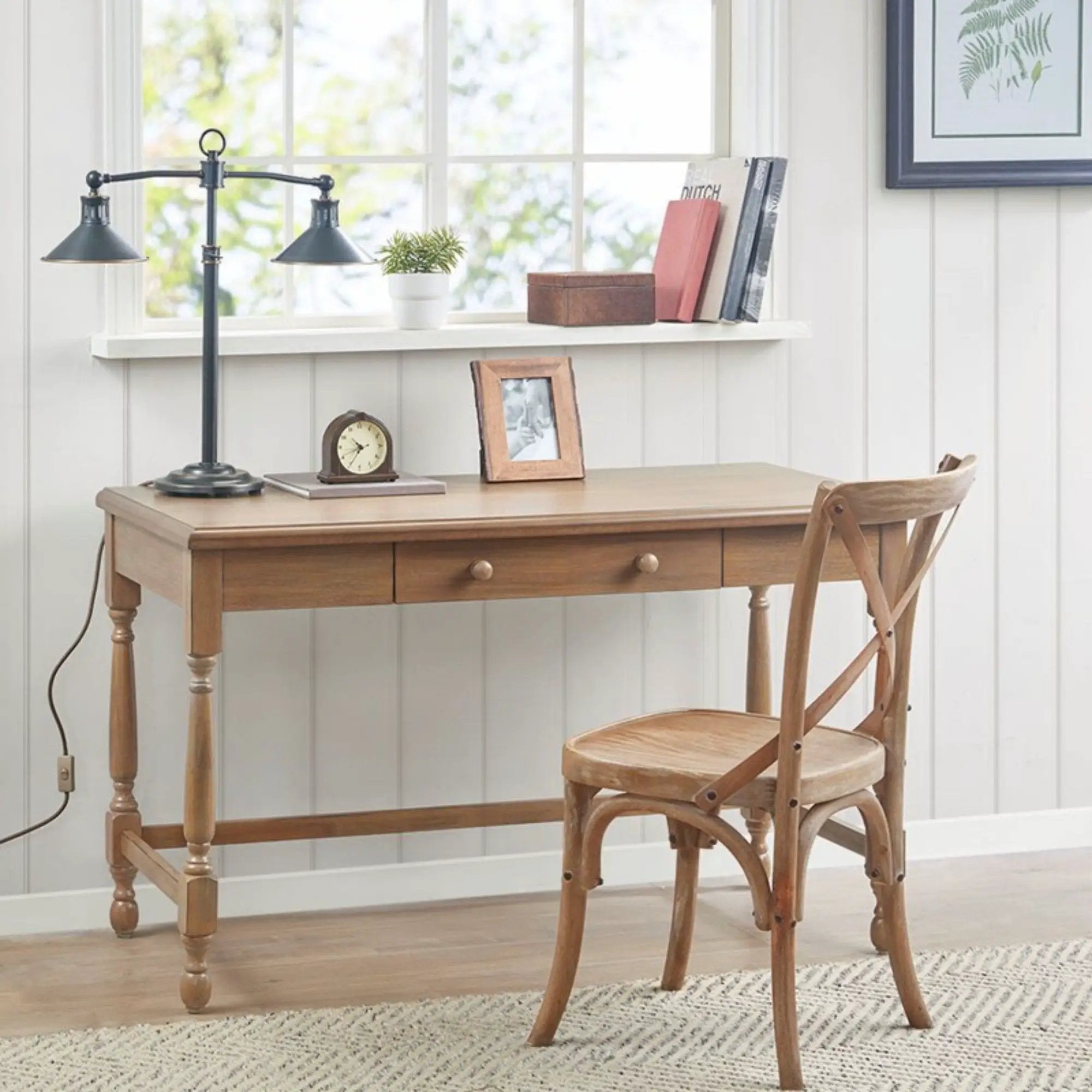Tabitha - Desk With Drawer And Turned Legs - Natural by Unique Piece Furniture
