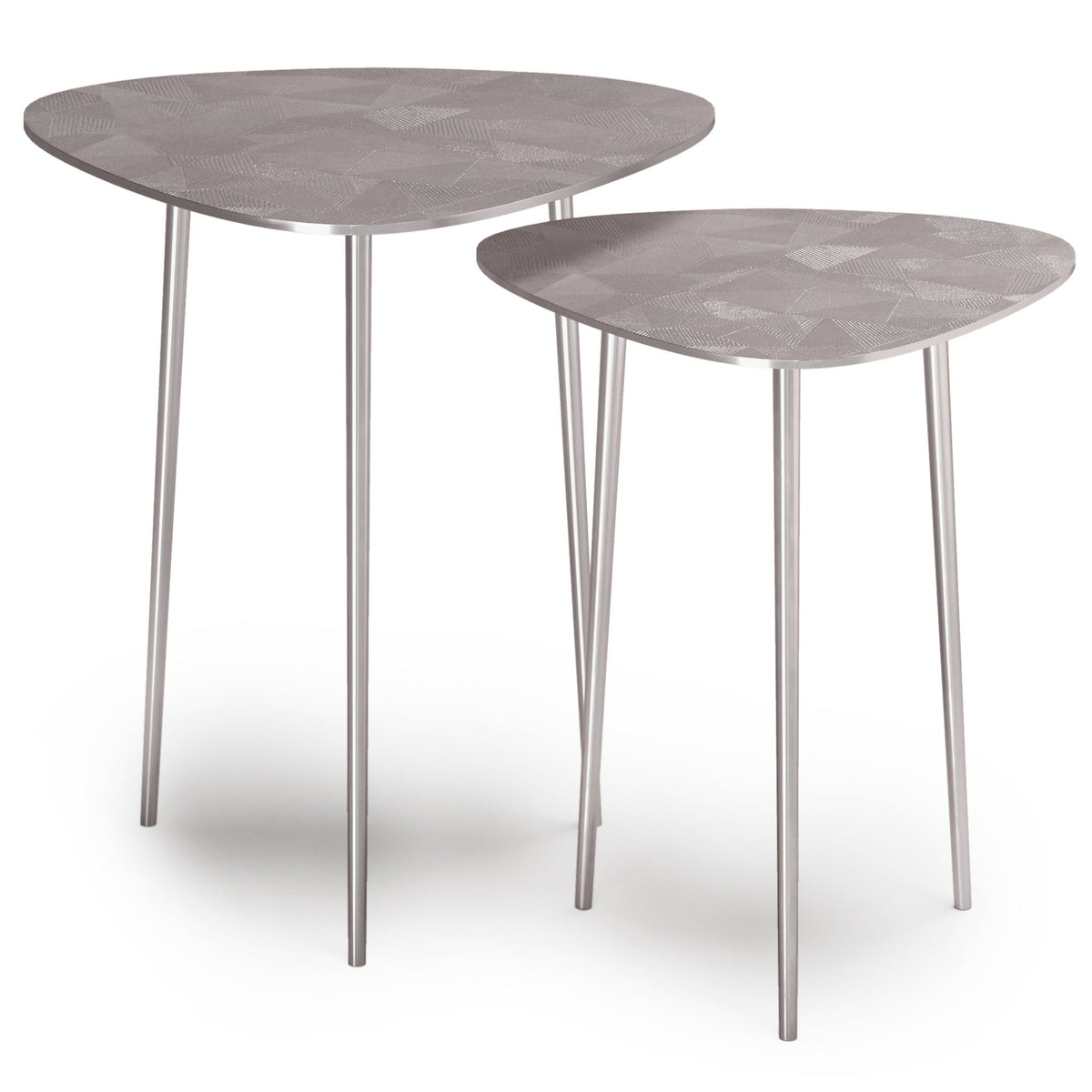 Metal Nesting Tables with Geometric Etched Design - Nickel
