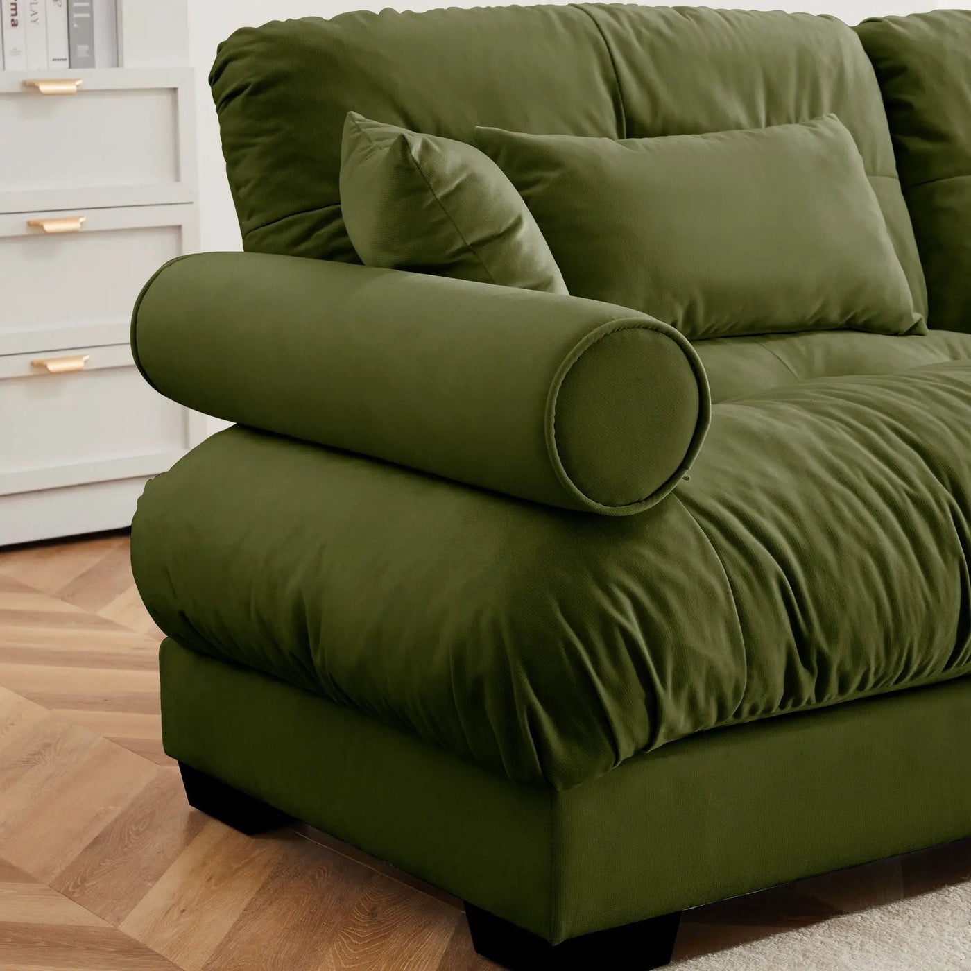 Modern Sofa With Bolstered Armrests And Pillows by HouseOfZazla