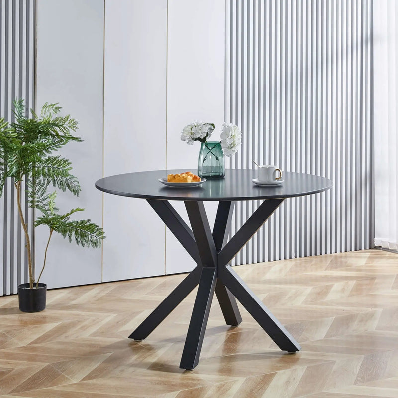 Table Mid-Century Dining Table For 4 - 6 People With Round Table Top, Pedestal Dining Table, End Table Leisure Coffee Table, Cross Leg by Unique Piece Furniture