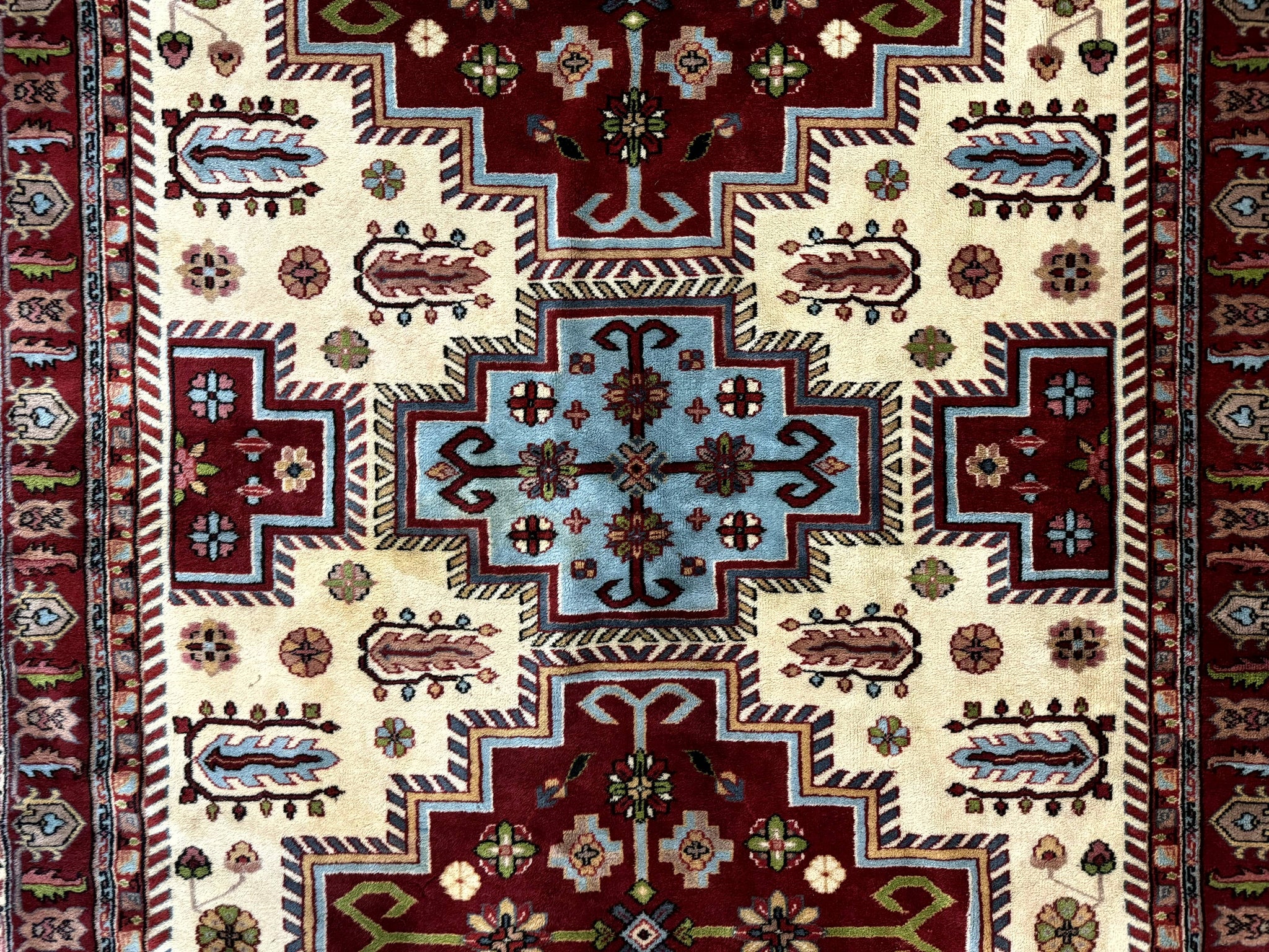 Turkish Kazak Rug 6x9, Geometric Medallions by Jewel Rugs