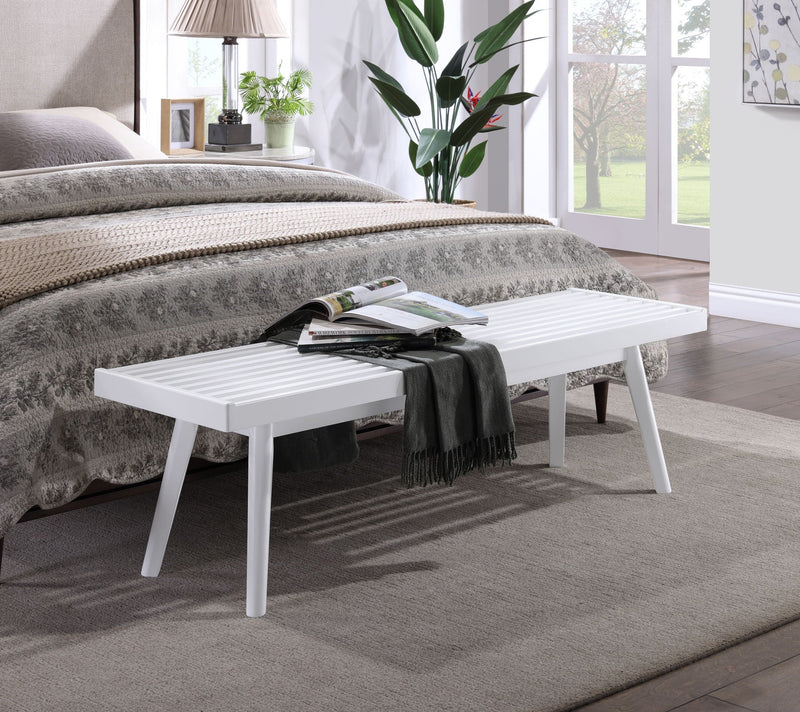 Solid Wood Slatted Bench with Slatted Surface - White, photo 4 of 4