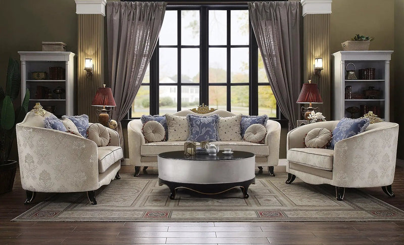 Sheridan - Loveseat With 5 Pillows - Cream Fabric by Unique Piece Furniture