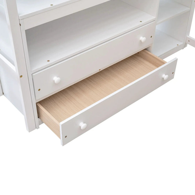 Modern Loft Bed With Built In Desk, Shelves, And 2 Drawers by HouseOfZazla