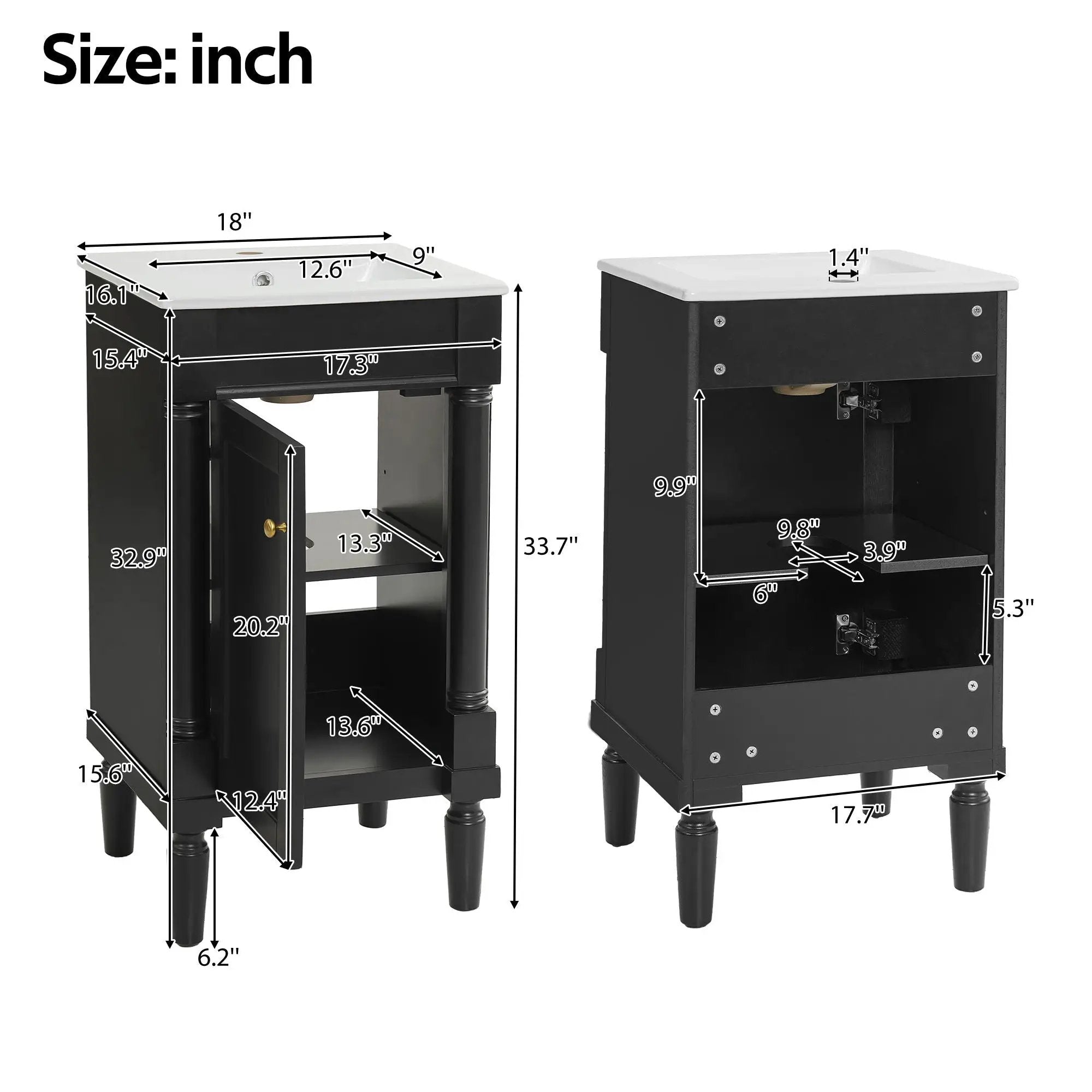 French Style Bathroom Cabinet With Sink, Adjustable Shelf by Unique Piece Furniture