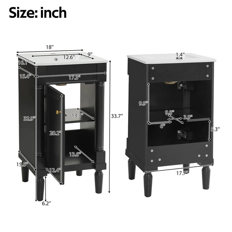 French Style Bathroom Cabinet With Sink, Adjustable Shelf by Unique Piece Furniture