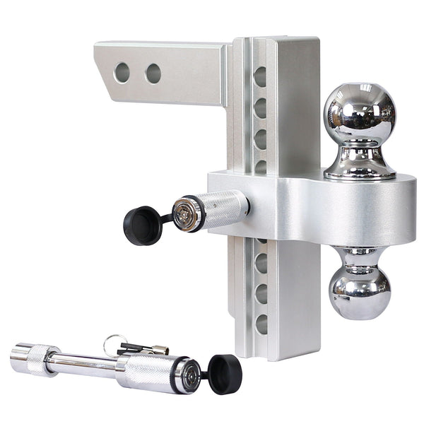 Alu - Adjustable Trailer Drop Hitch 2" Receiver 8" Adjustable - Silver