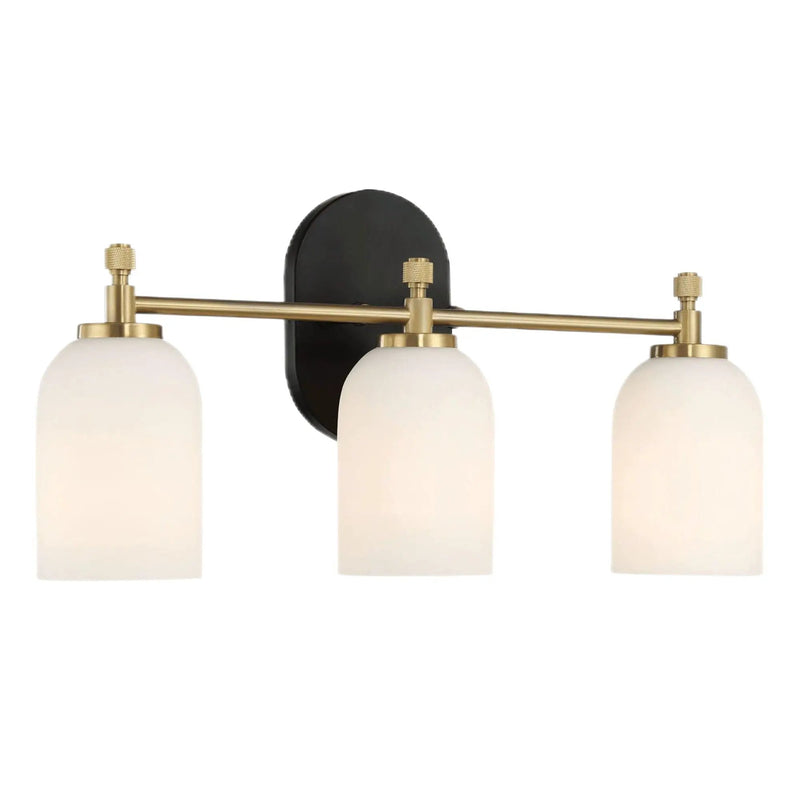 Meadows - 3 Lights Vanity Brush Bathroom Wall Light For Bathroom Over Mirror - Black / Gold / White by HouseOfZazla