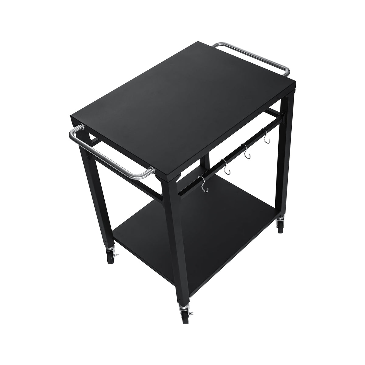 2-Tier Outdoor Grill Cart with Stainless Steel Top - Black, photo 8 of 10