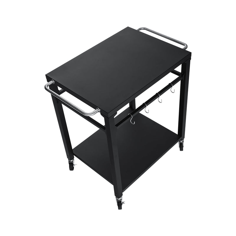 2-Tier Outdoor Grill Cart with Stainless Steel Top - Black, photo 8 of 10