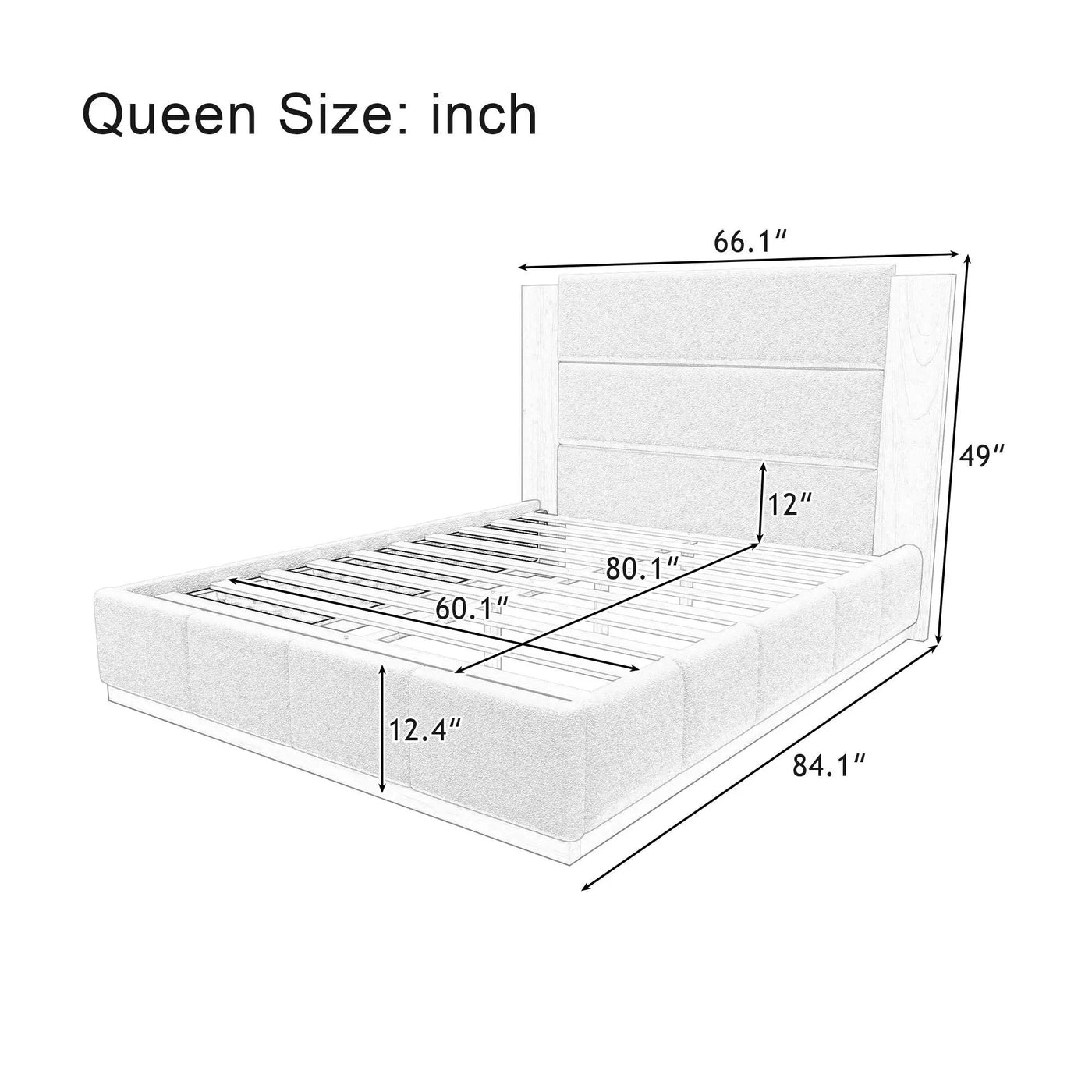Modern Upholstered Platform Bed With Extended Headboard by HouseOfZazla