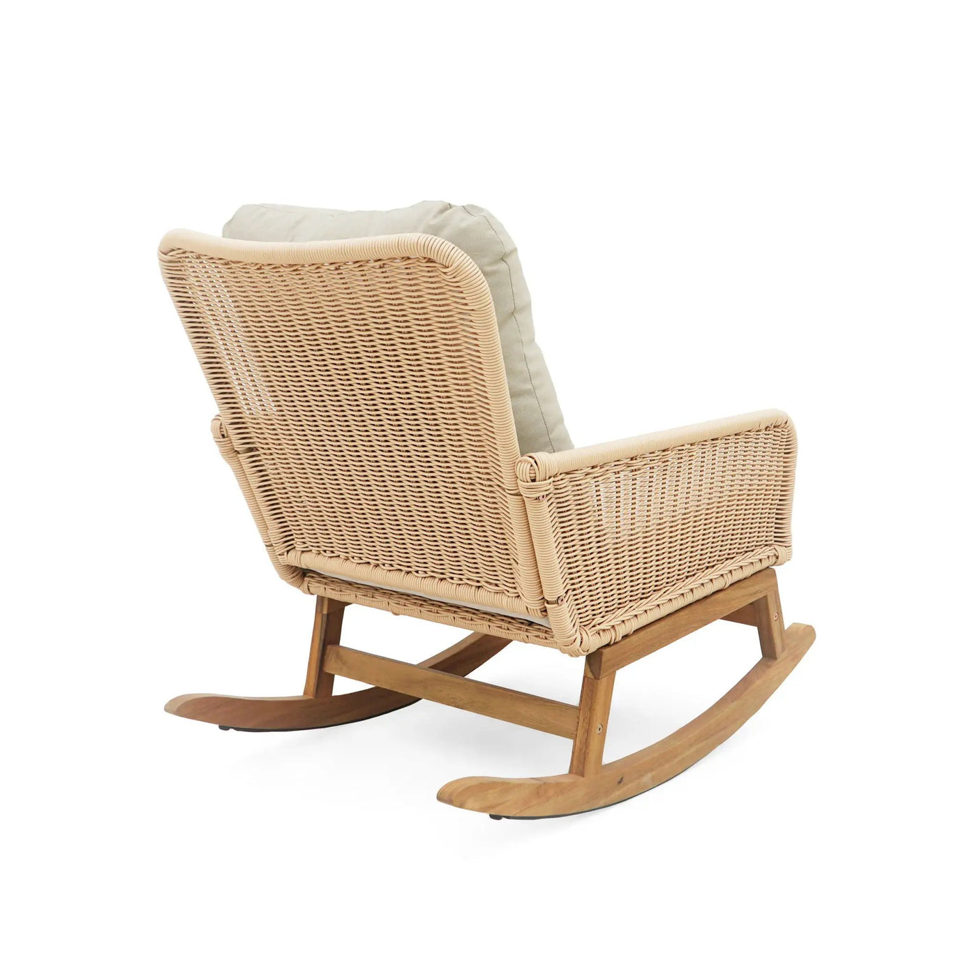 Contemporary Minimalist Wicker Rocking Chair With Soft Cushions by HouseOfZazla