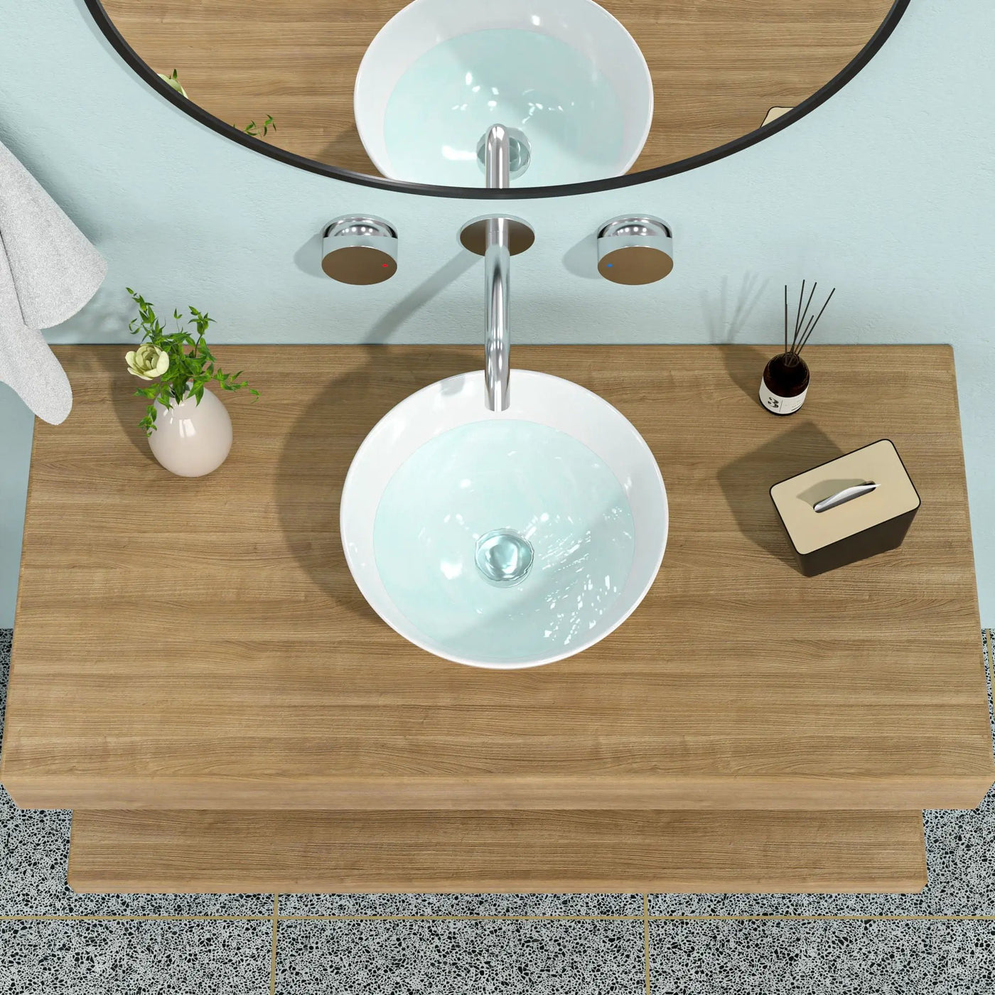 Modern Ceramic Circular Vessel Bathroom Sink by HouseOfZazla