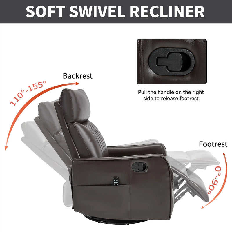 Brown Faux Leather Heat Massage Manual Recliner Chair by HouseOfZazla