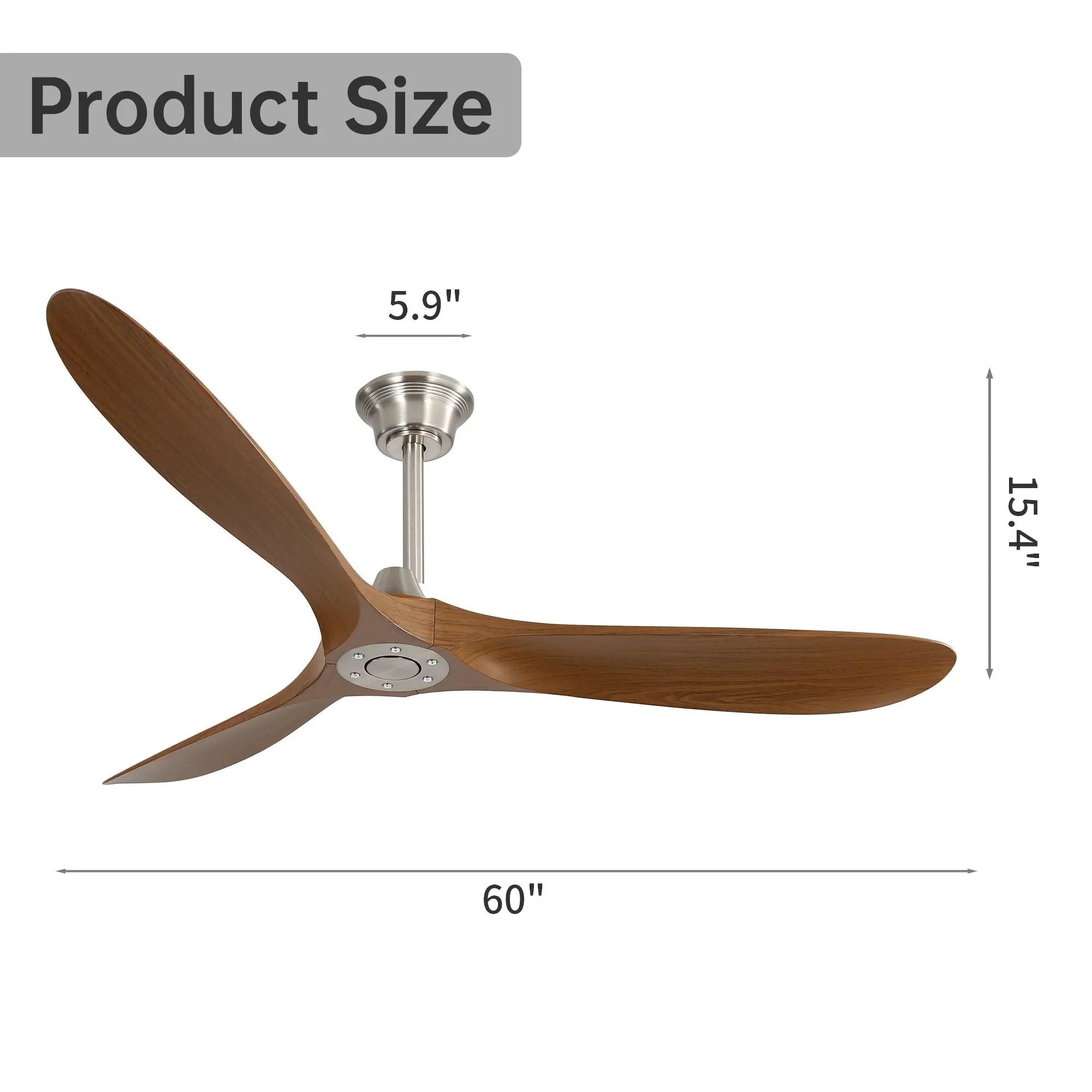 Outdoor Ceiling Fan No Light With 3 Blades Smart App Control - Brushed Nickel by Unique Piece Furniture