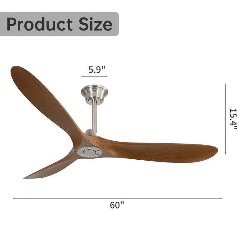 Outdoor Ceiling Fan No Light With 3 Blades Smart App Control - Brushed Nickel by Unique Piece Furniture