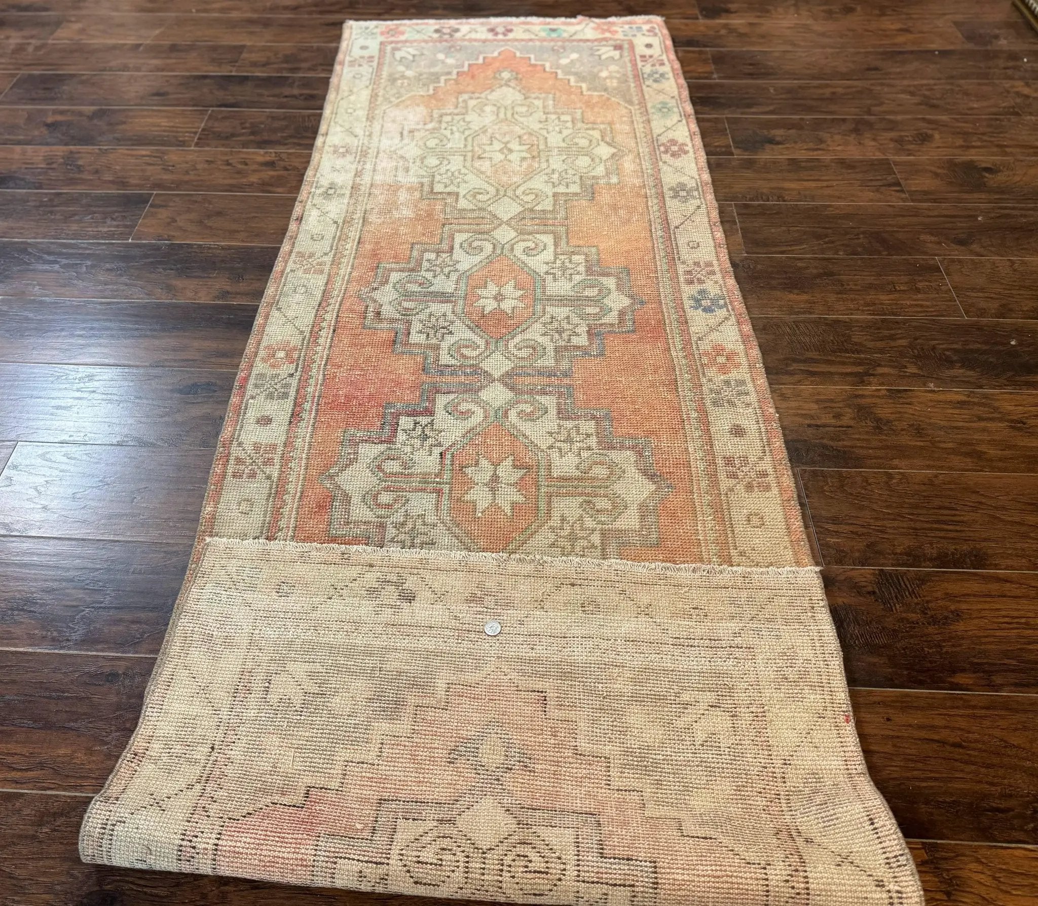 Antique Turkish Runner Rug 3 x 9.6, Farmhouse Rug, Geometric Runner, Handmade, Vintage Rug for Modern Home by Jewel Rugs