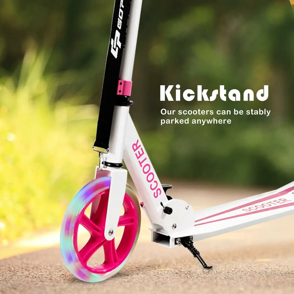 Portable Folding Sports Kick Scooter with LED Wheels-Pink by DirectDeals