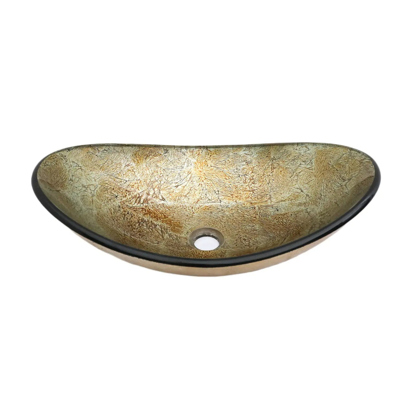 Tempered Glass Vessel Sink With Boat Shape Pop-Up Drain by HouseOfZazla